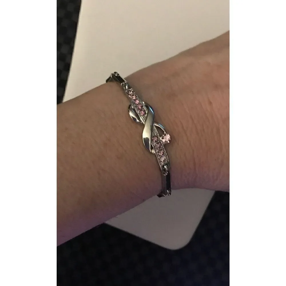 Silver Pink Sapphire Infinity Bracelet